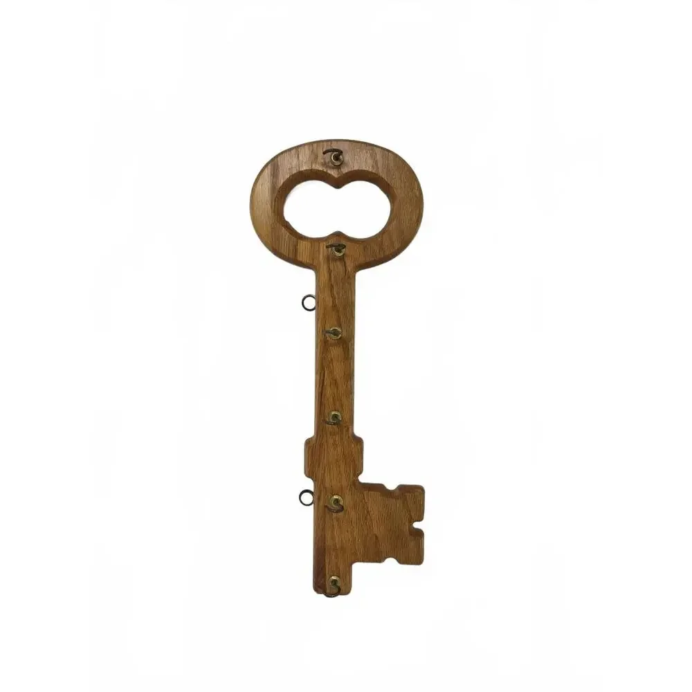 Vintage Wooden Skeleton Key Wall Rack 6 Hooks Vermillion Wood Products